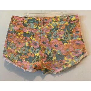 Wild Fable Womens Floral Print Denim Shorts Size 16 Cotton